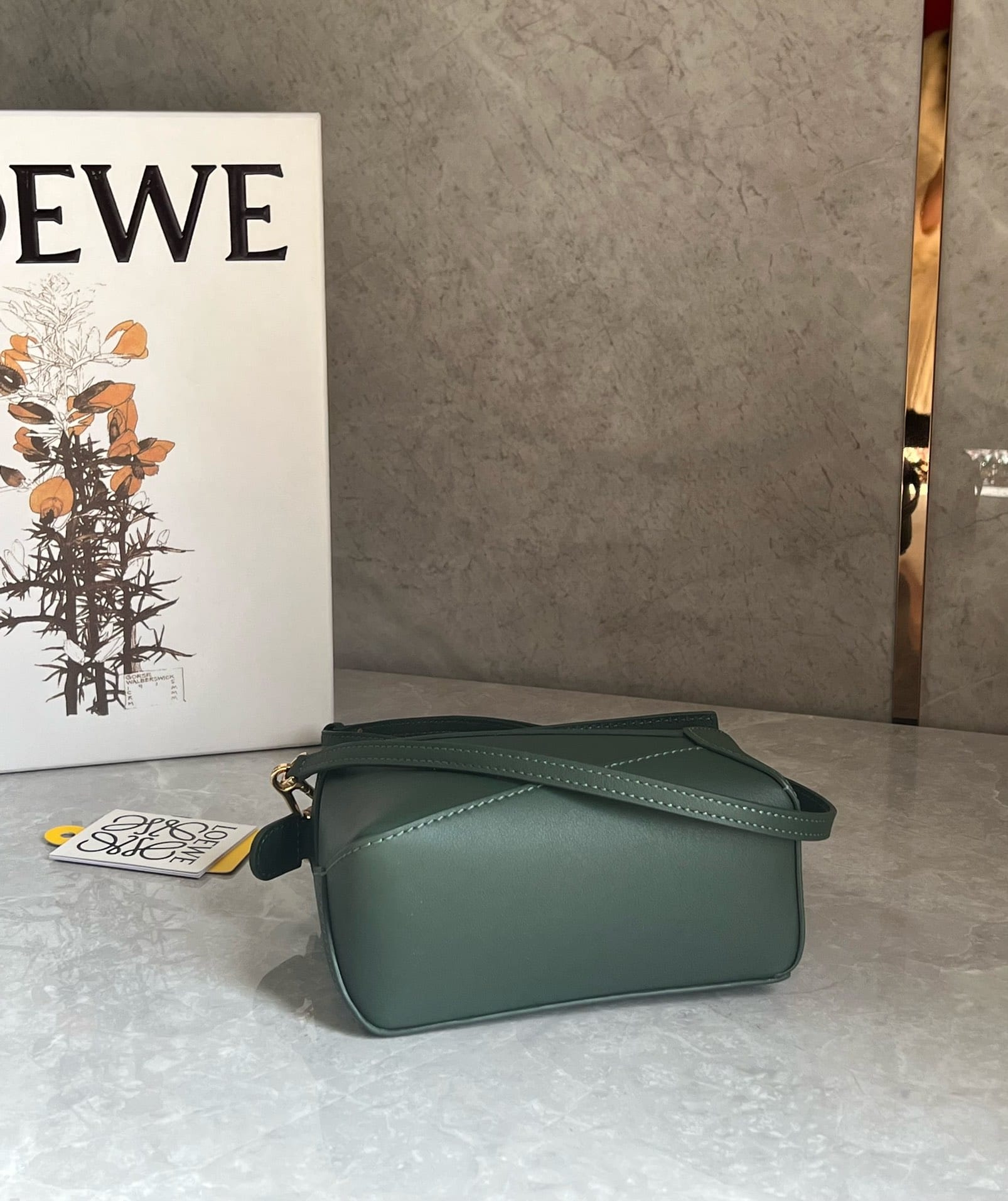 LOEWE Mini Puzzle Bag In  Calfskin - Bottle Green