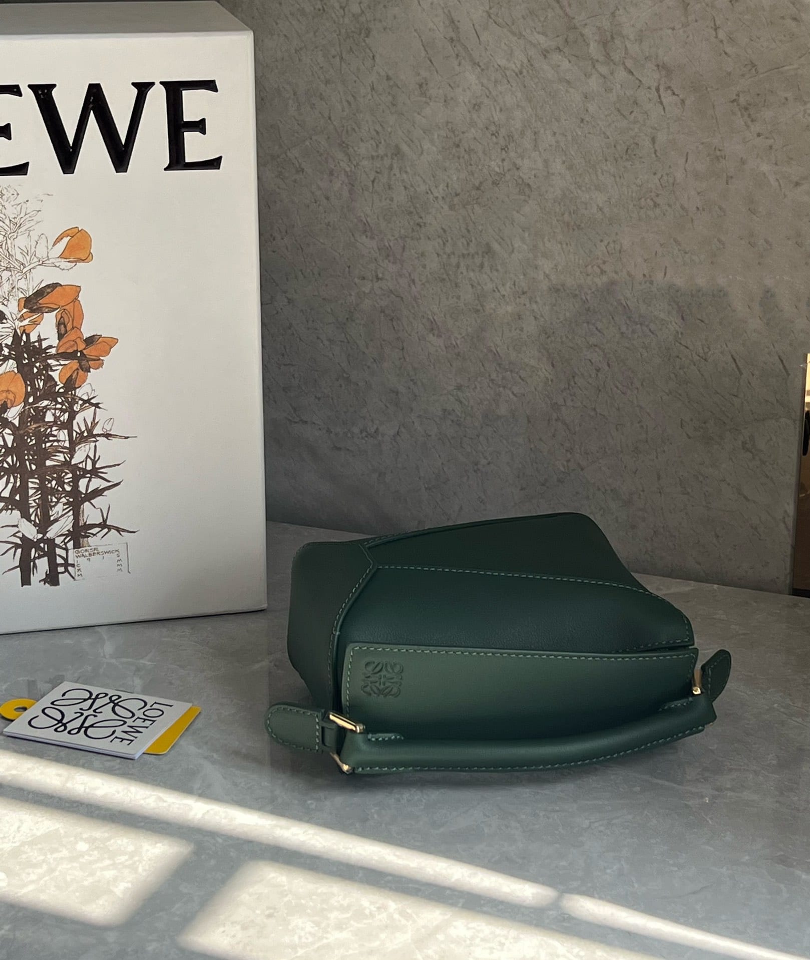 LOEWE Mini Puzzle Bag In  Calfskin - Bottle Green