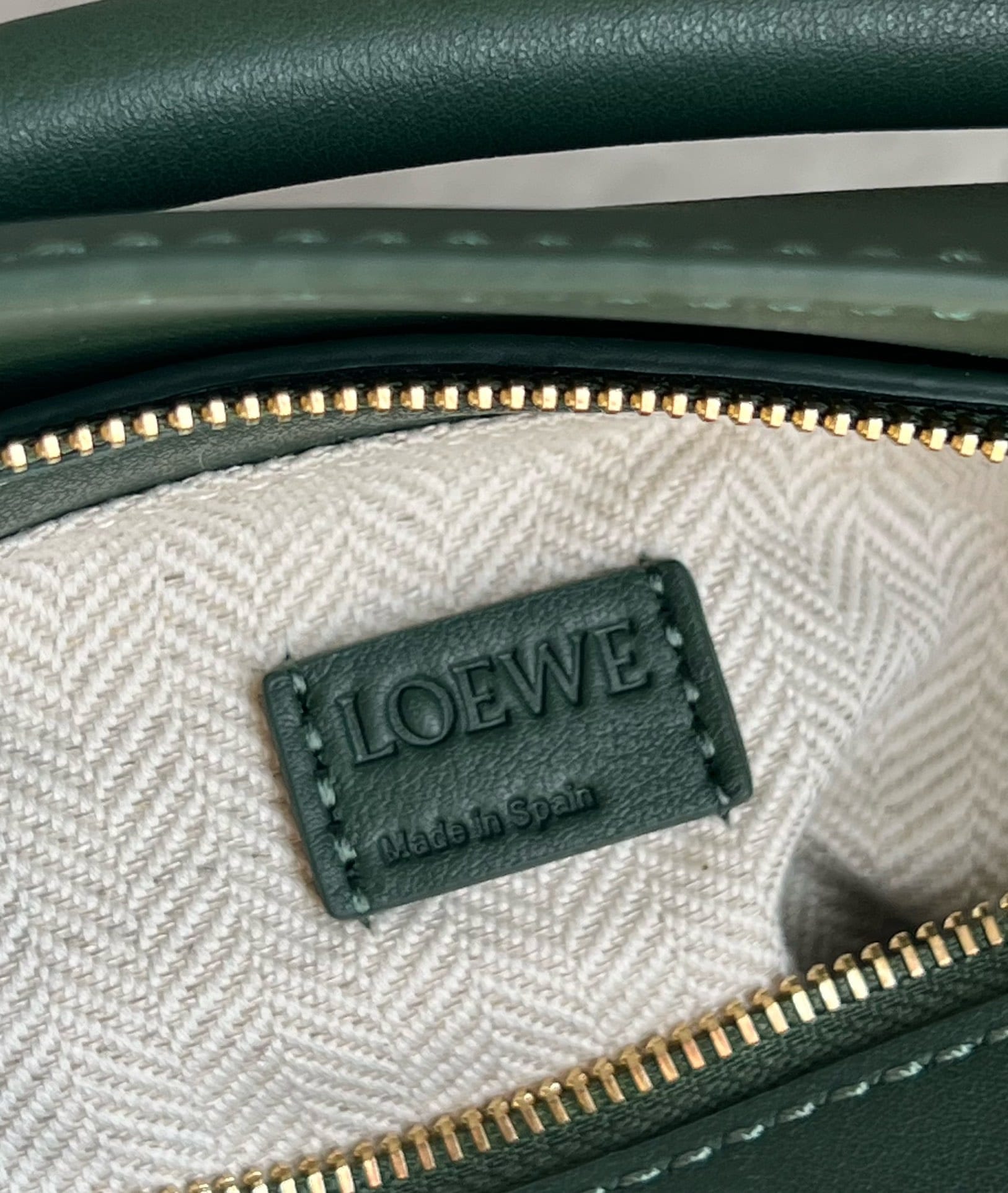 LOEWE Mini Puzzle Bag In  Calfskin - Bottle Green