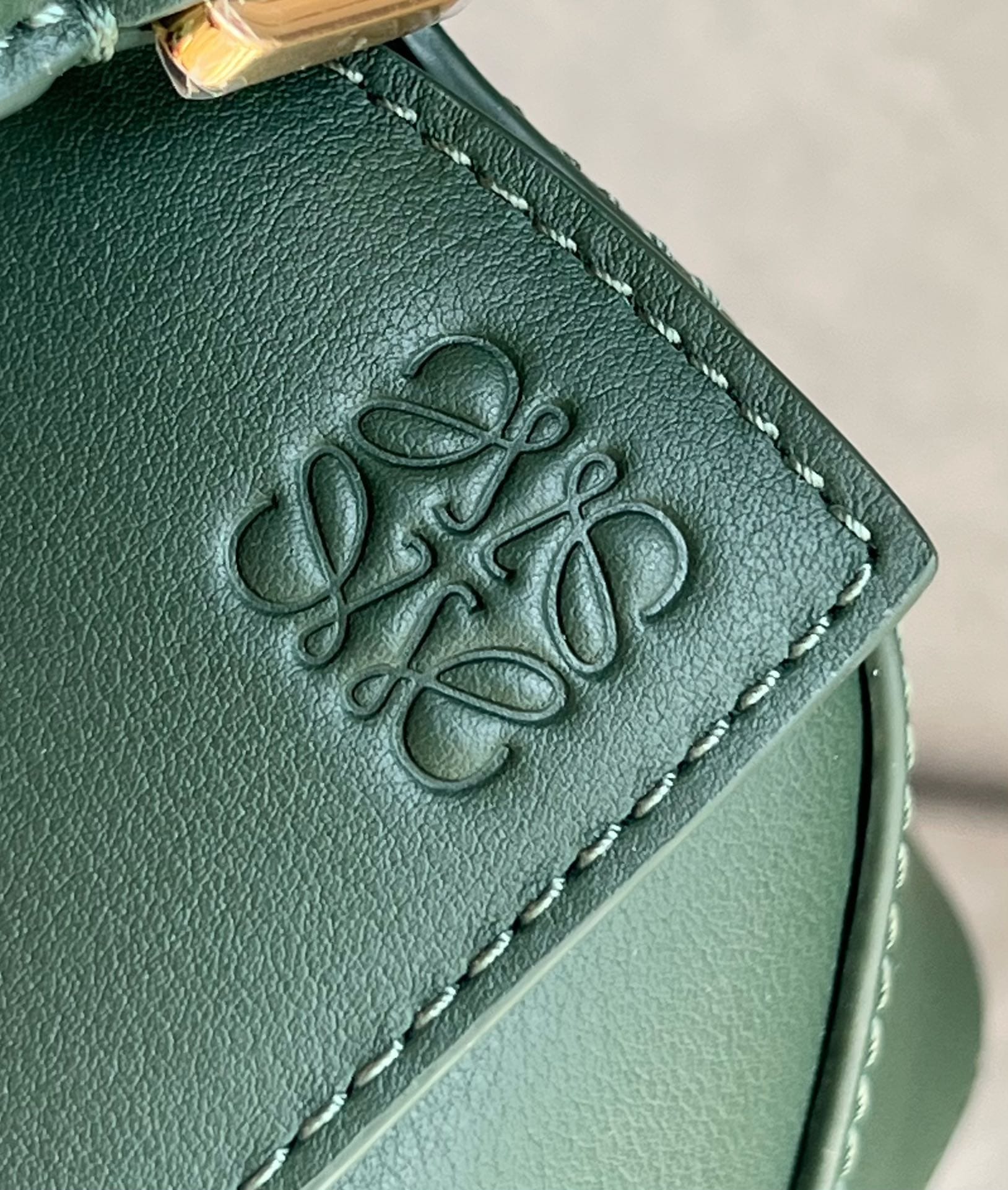 LOEWE Mini Puzzle Bag In  Calfskin - Bottle Green