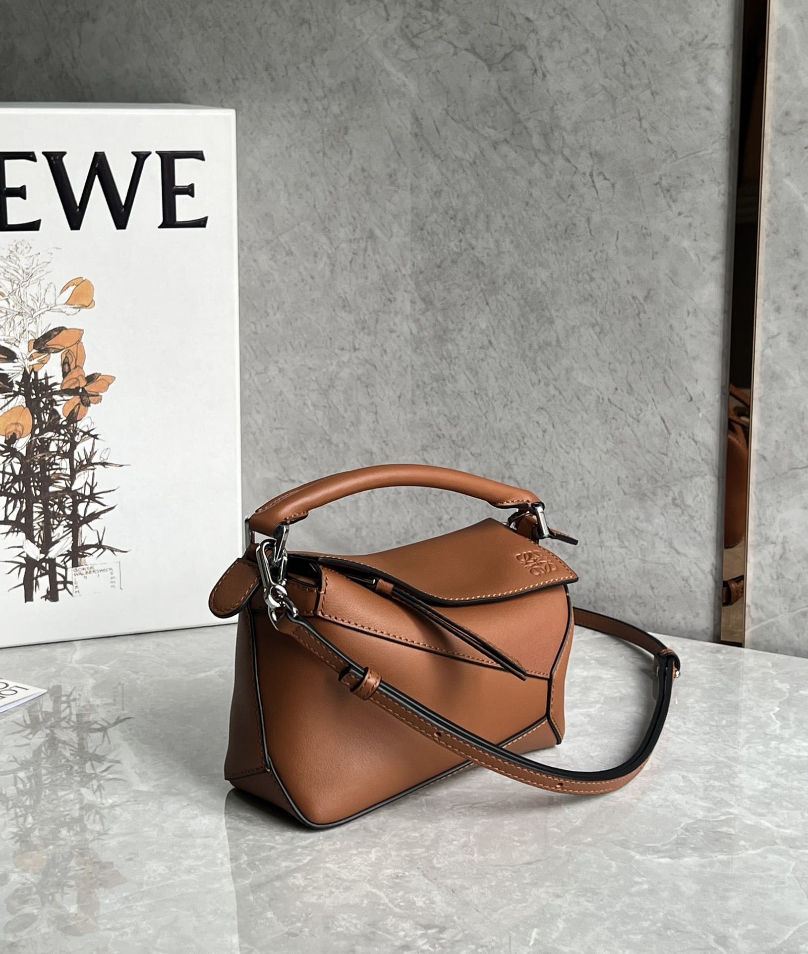 LOEWE Mini Puzzle Bag In  Calfskin - Tan