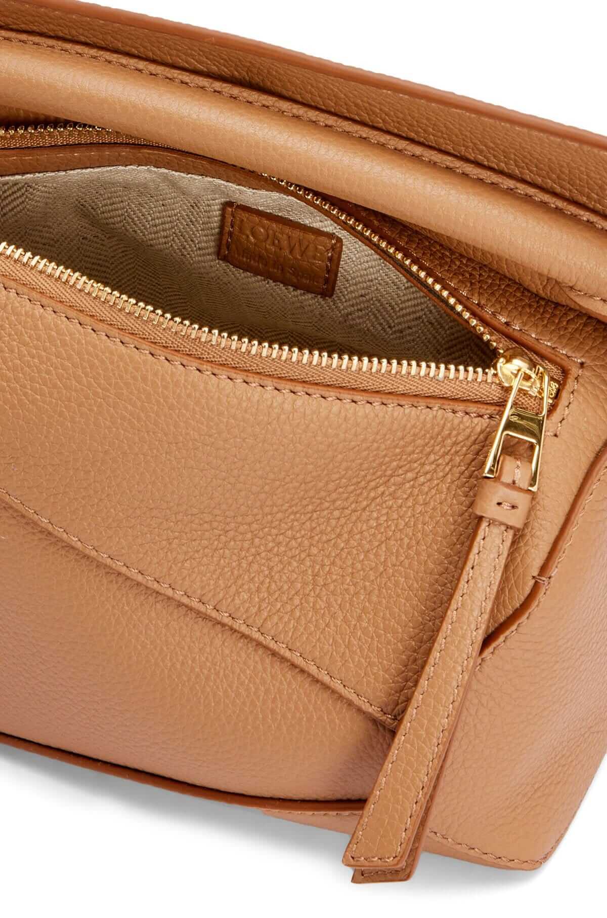 LOEWE Mini Puzzle Bag In  Calfskin - Toffee