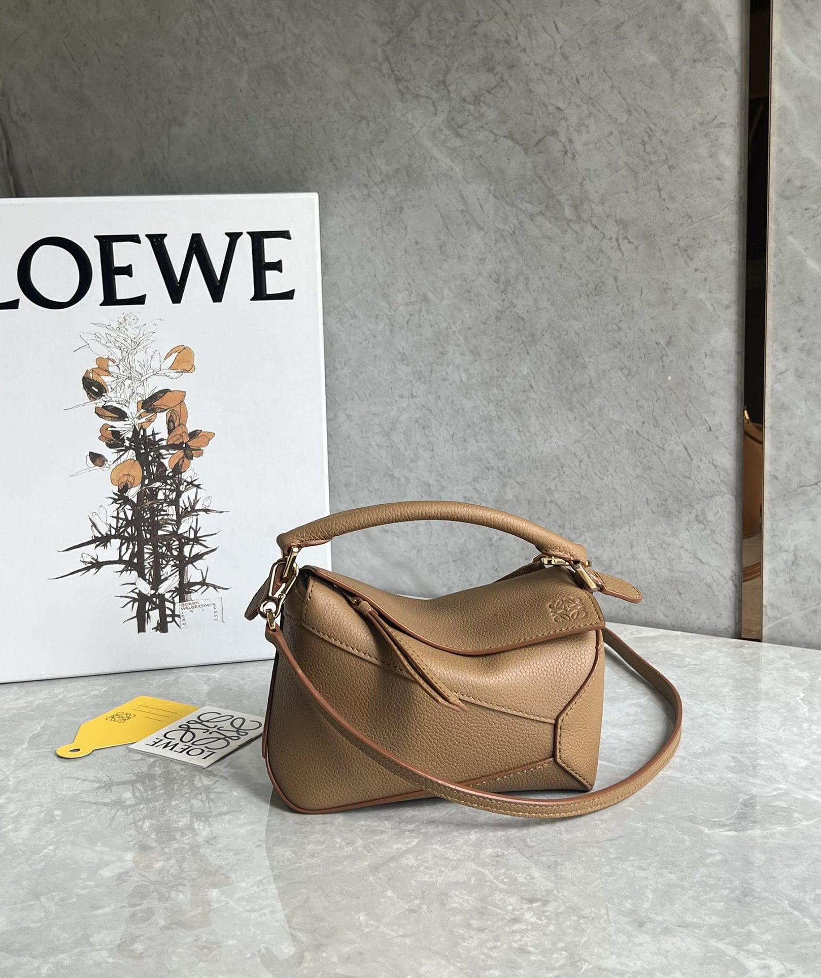 LOEWE Mini Puzzle Bag In  Calfskin - Toffee