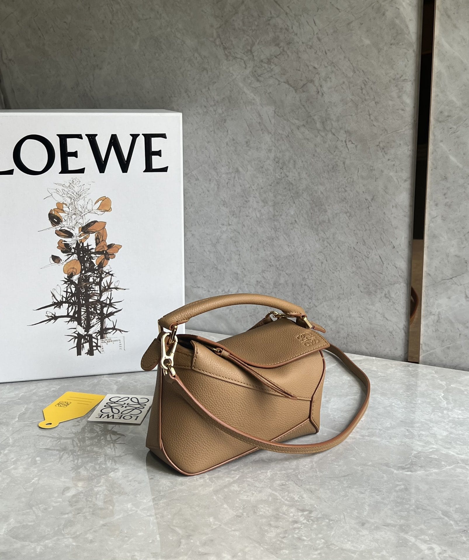 LOEWE Mini Puzzle Bag In  Calfskin - Toffee