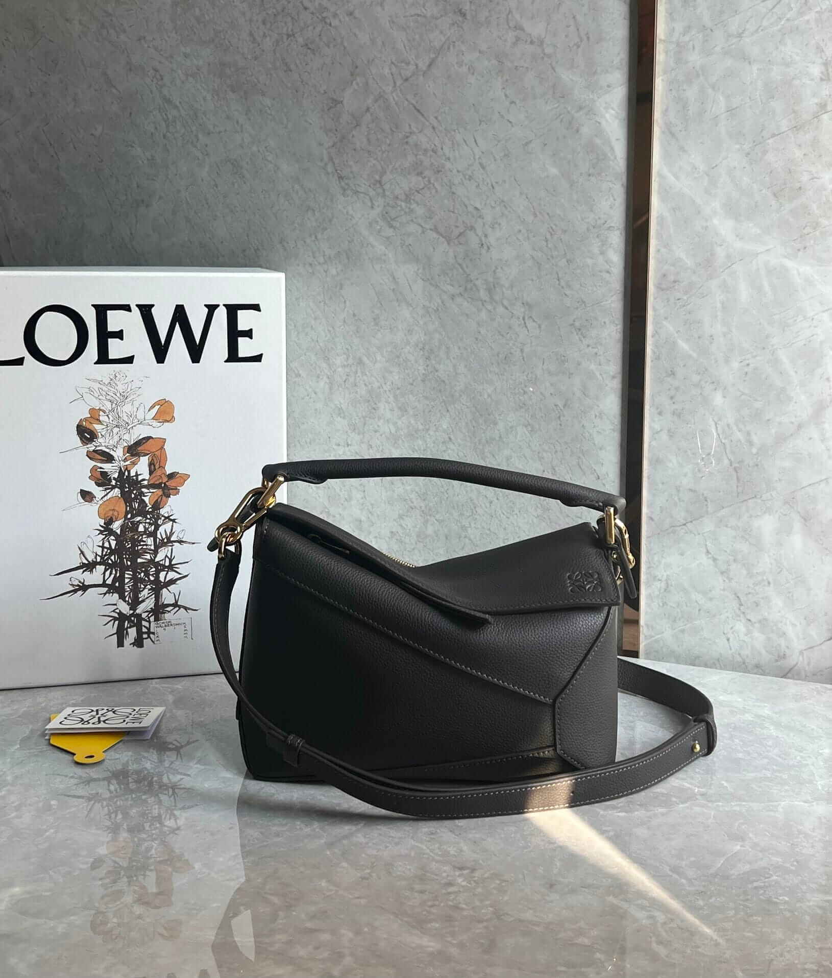 LOEWE Small Puzzle Bag In  Calfskin - Dark Grey