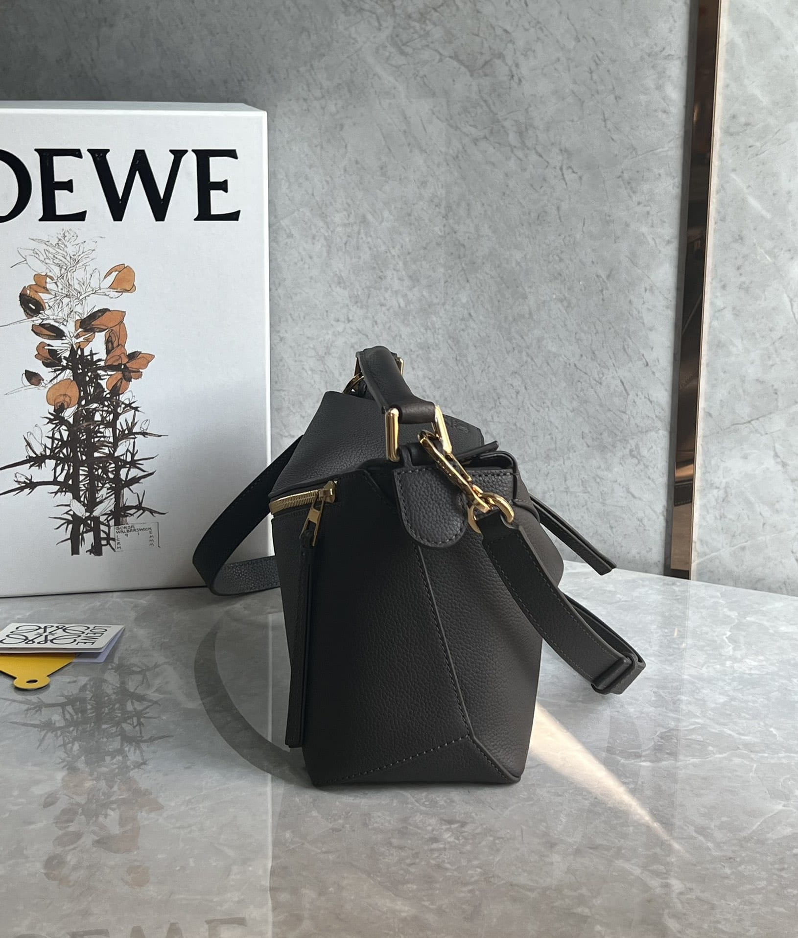 LOEWE Small Puzzle Bag In  Calfskin - Dark Grey