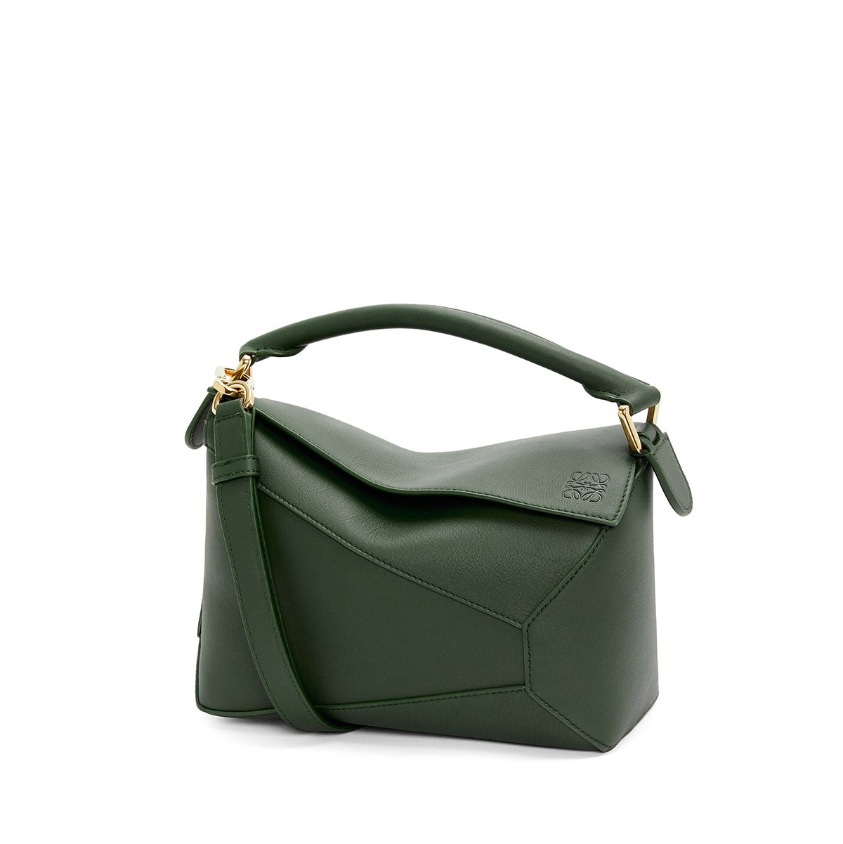 LOEWE Small Puzzle Bag In  Calfskin - Bottle Green