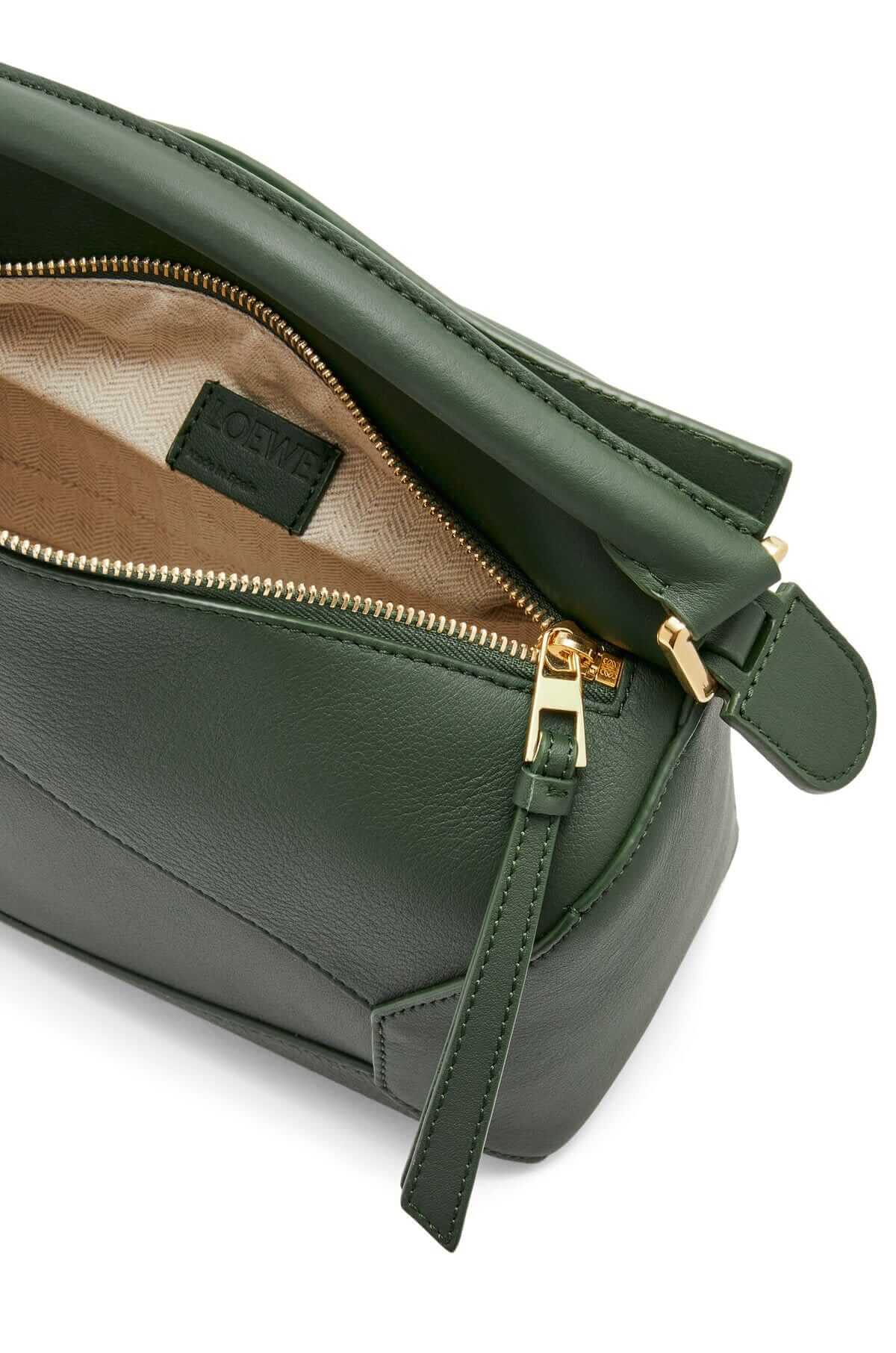 LOEWE Small Puzzle Bag In  Calfskin - Bottle Green