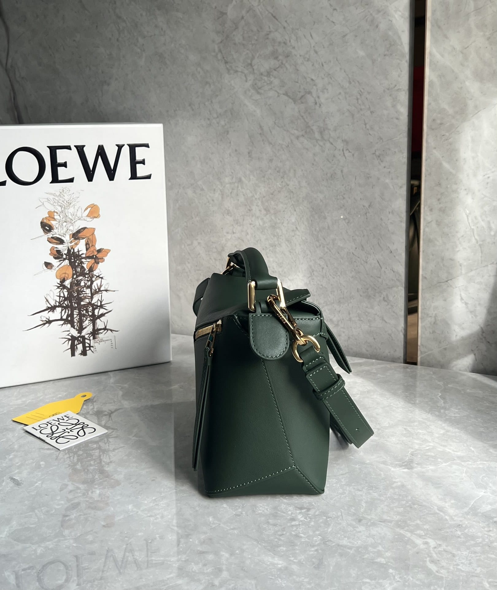 LOEWE Small Puzzle Bag In  Calfskin - Bottle Green