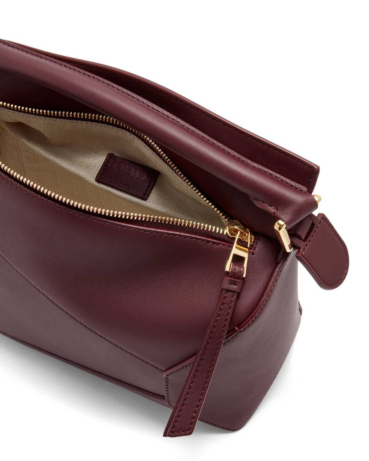 LOEWE Small Puzzle Bag In  Calfskin - Dark Burgundy