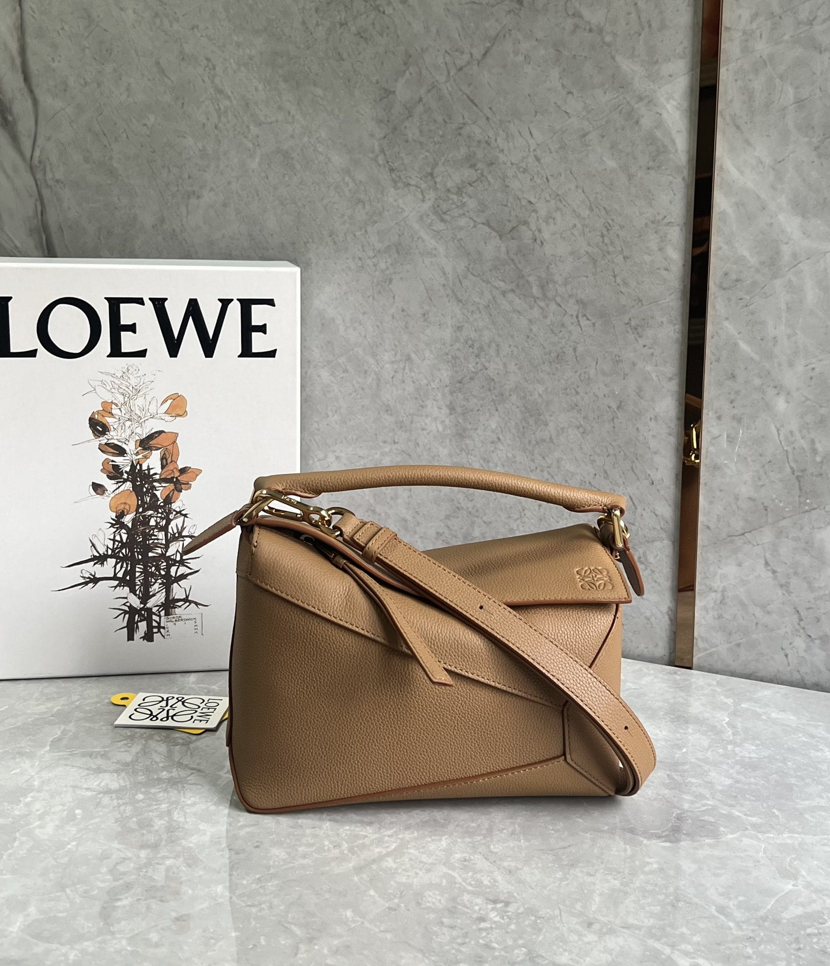 LOEWE Small Puzzle Bag In  Calfskin - Toffee