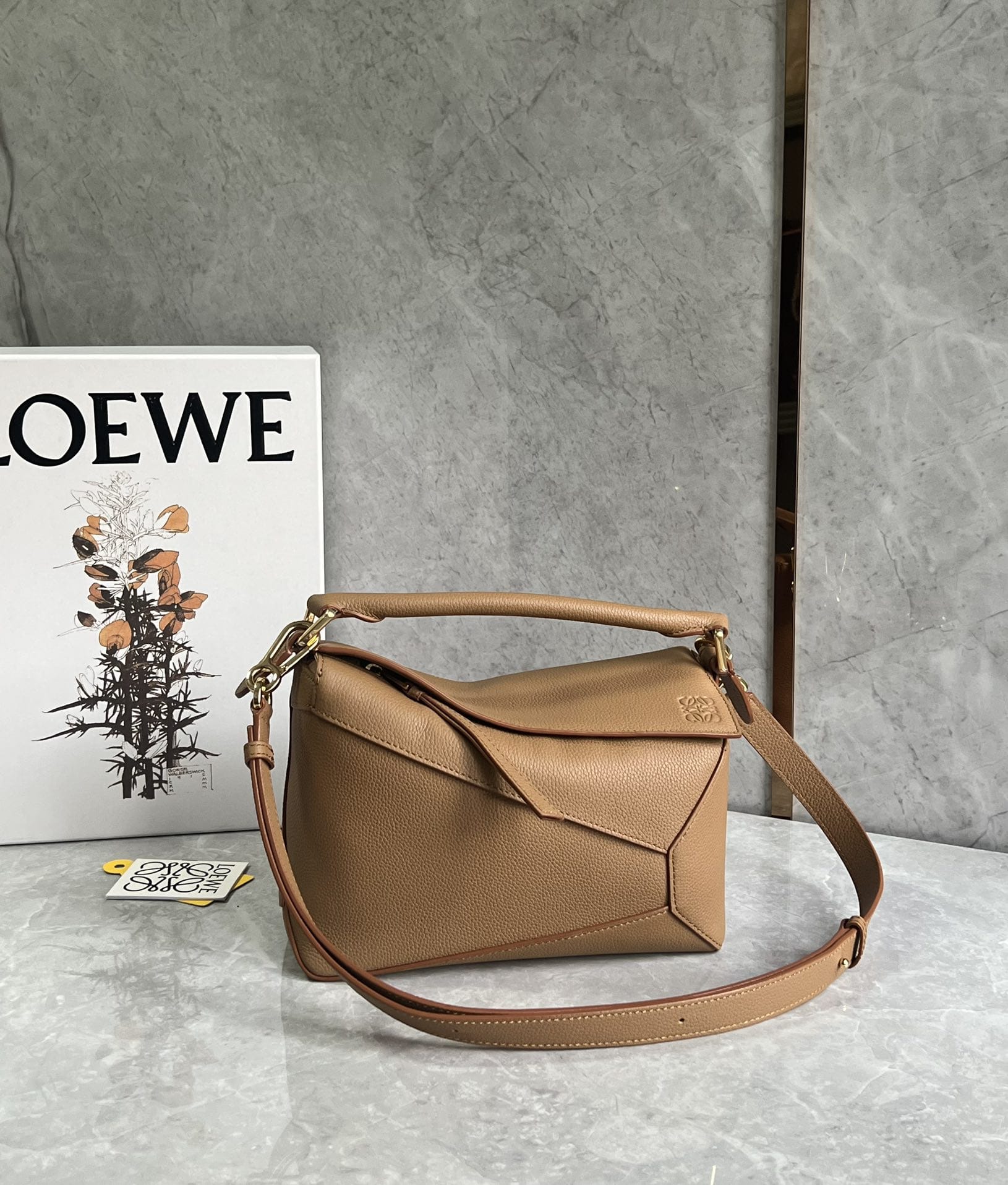 LOEWE Small Puzzle Bag In  Calfskin - Toffee