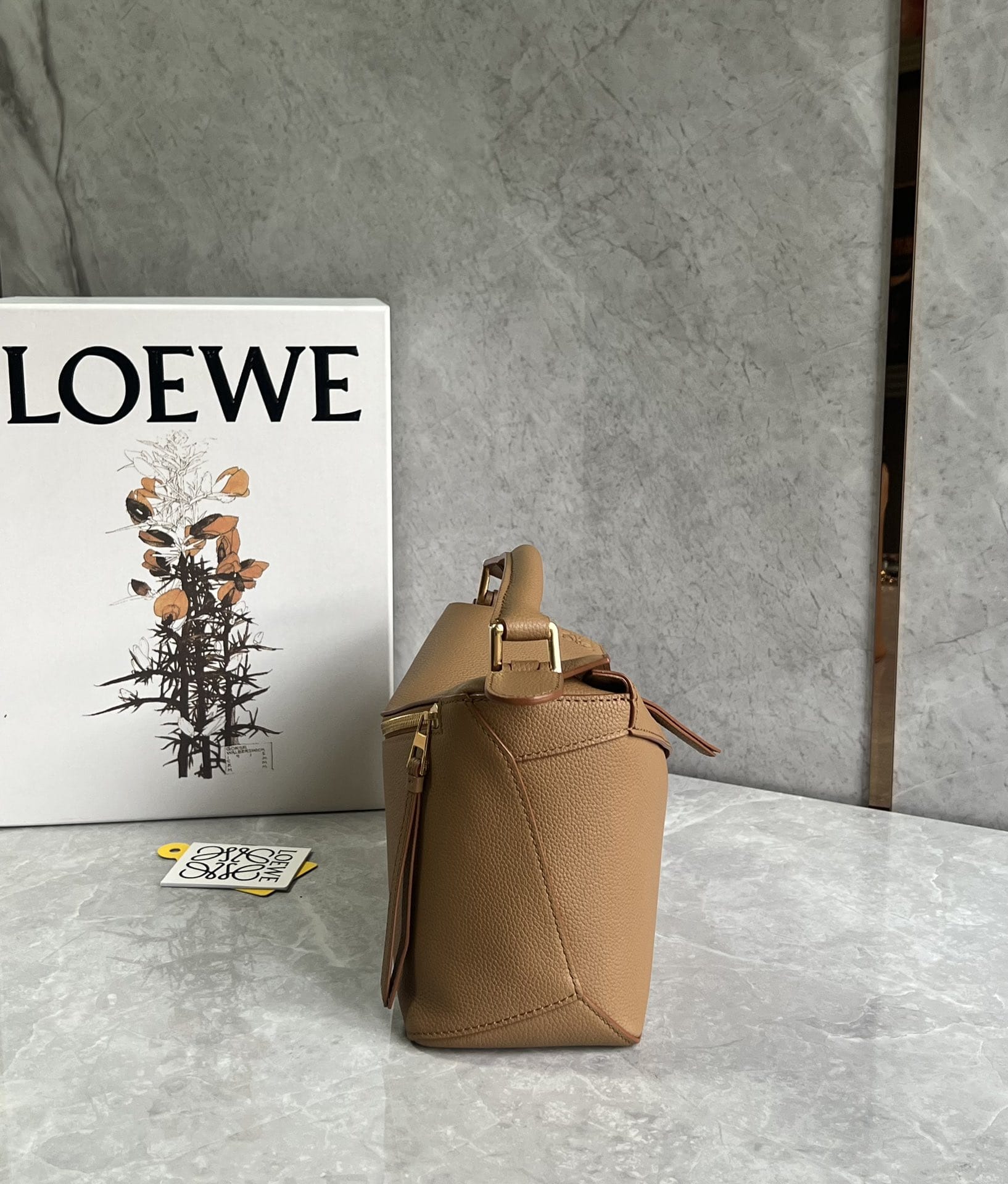 LOEWE Small Puzzle Bag In  Calfskin - Toffee