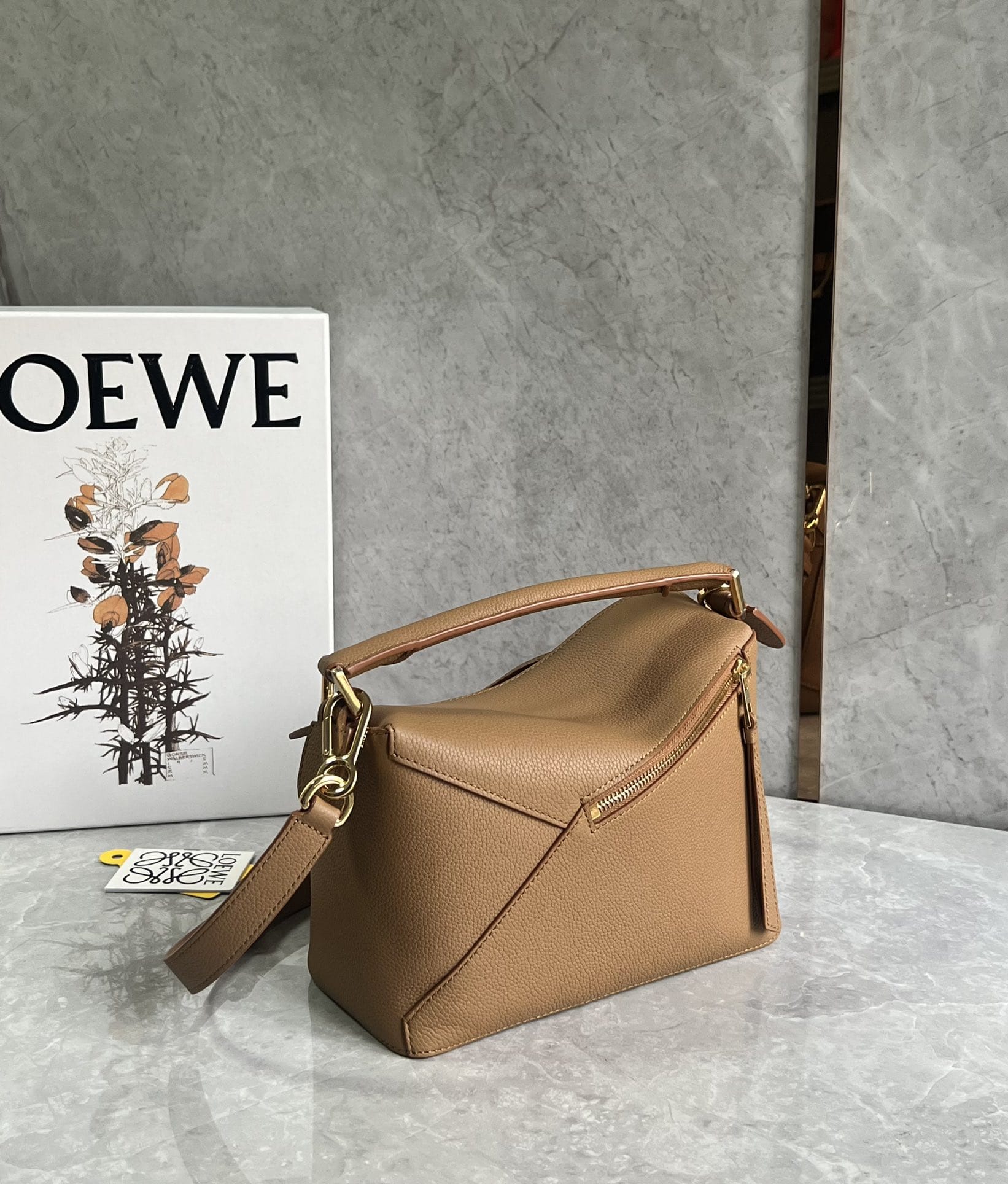 LOEWE Small Puzzle Bag In  Calfskin - Toffee