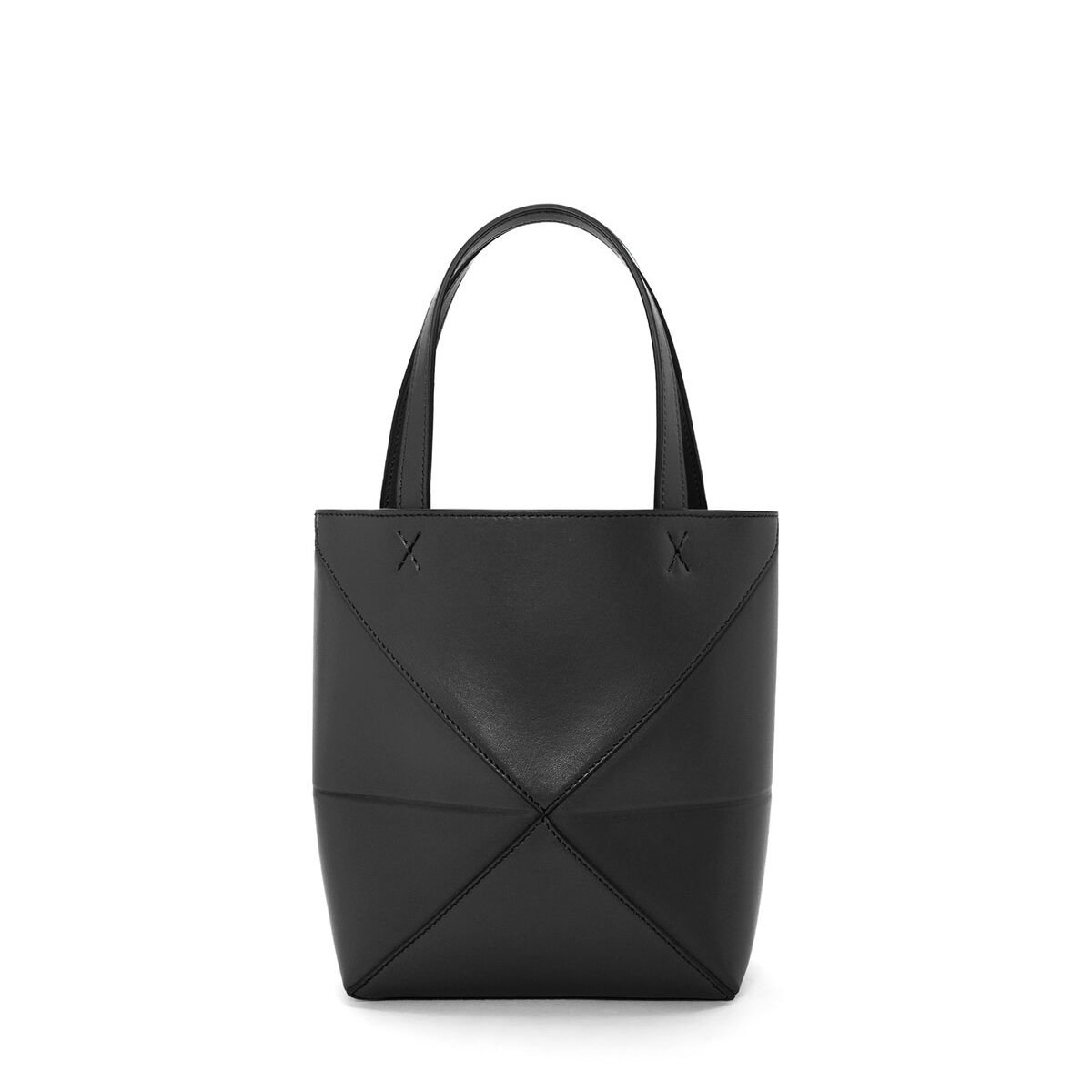 LOEWE Mini Puzzle Fold Tote Bag In Calfskin - Black