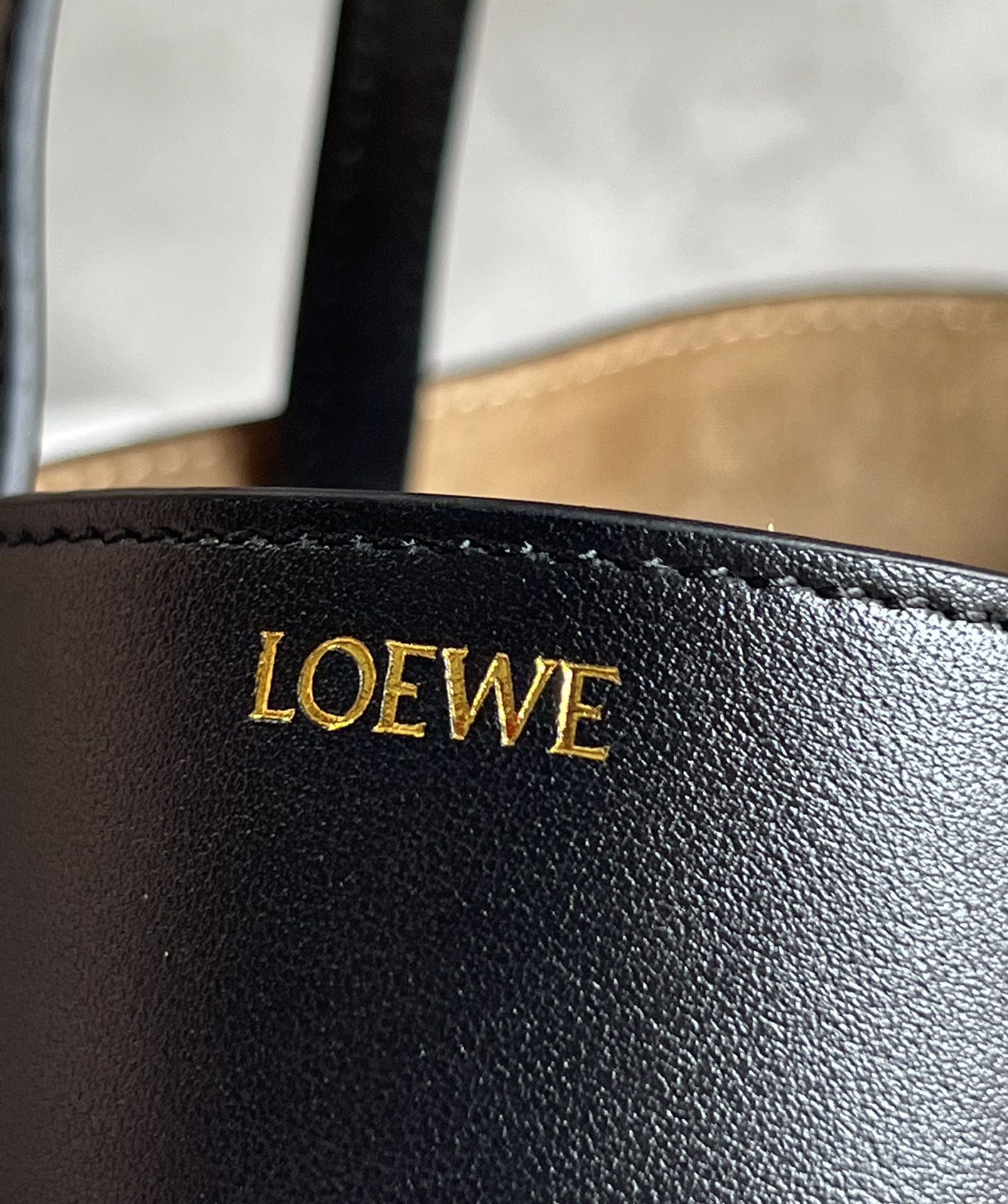 LOEWE Mini Puzzle Fold Tote Bag In Calfskin - Black