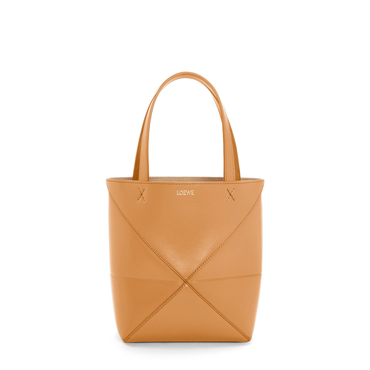 LOEWE Mini Puzzle Fold Tote Bag In Calfskin - Warm Desert