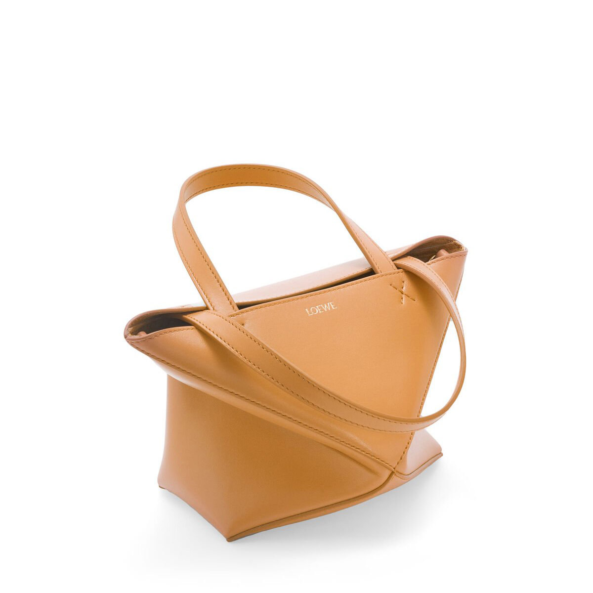 LOEWE Mini Puzzle Fold Tote Bag In Calfskin - Warm Desert