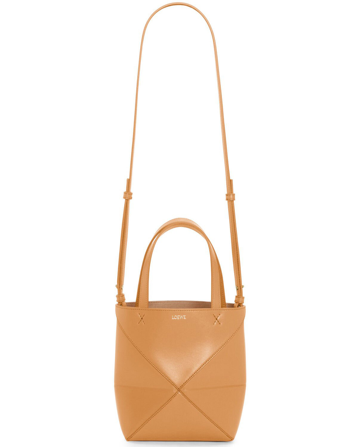 LOEWE Mini Puzzle Fold Tote Bag In Calfskin - Warm Desert