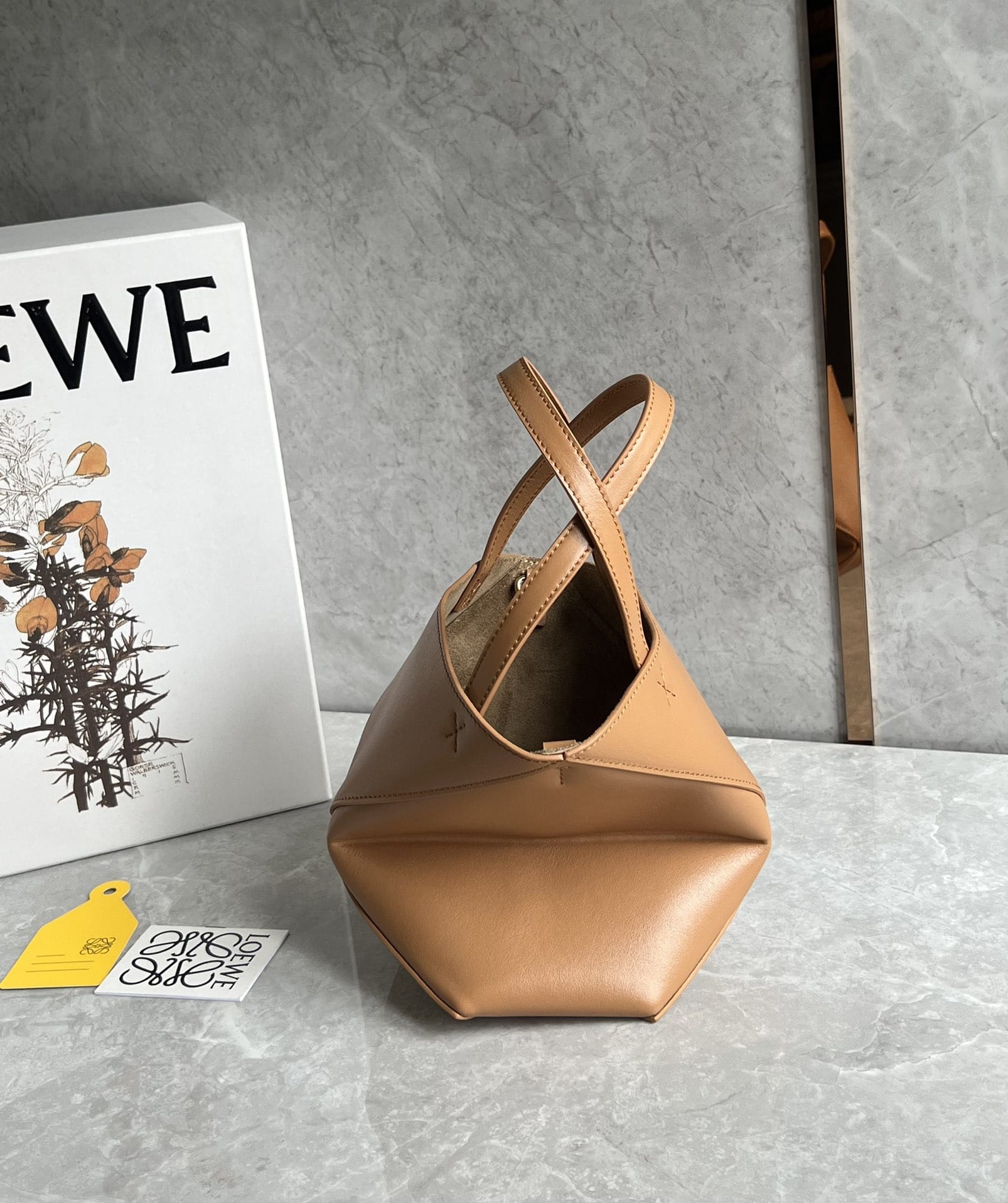 LOEWE Mini Puzzle Fold Tote Bag In Calfskin - Warm Desert