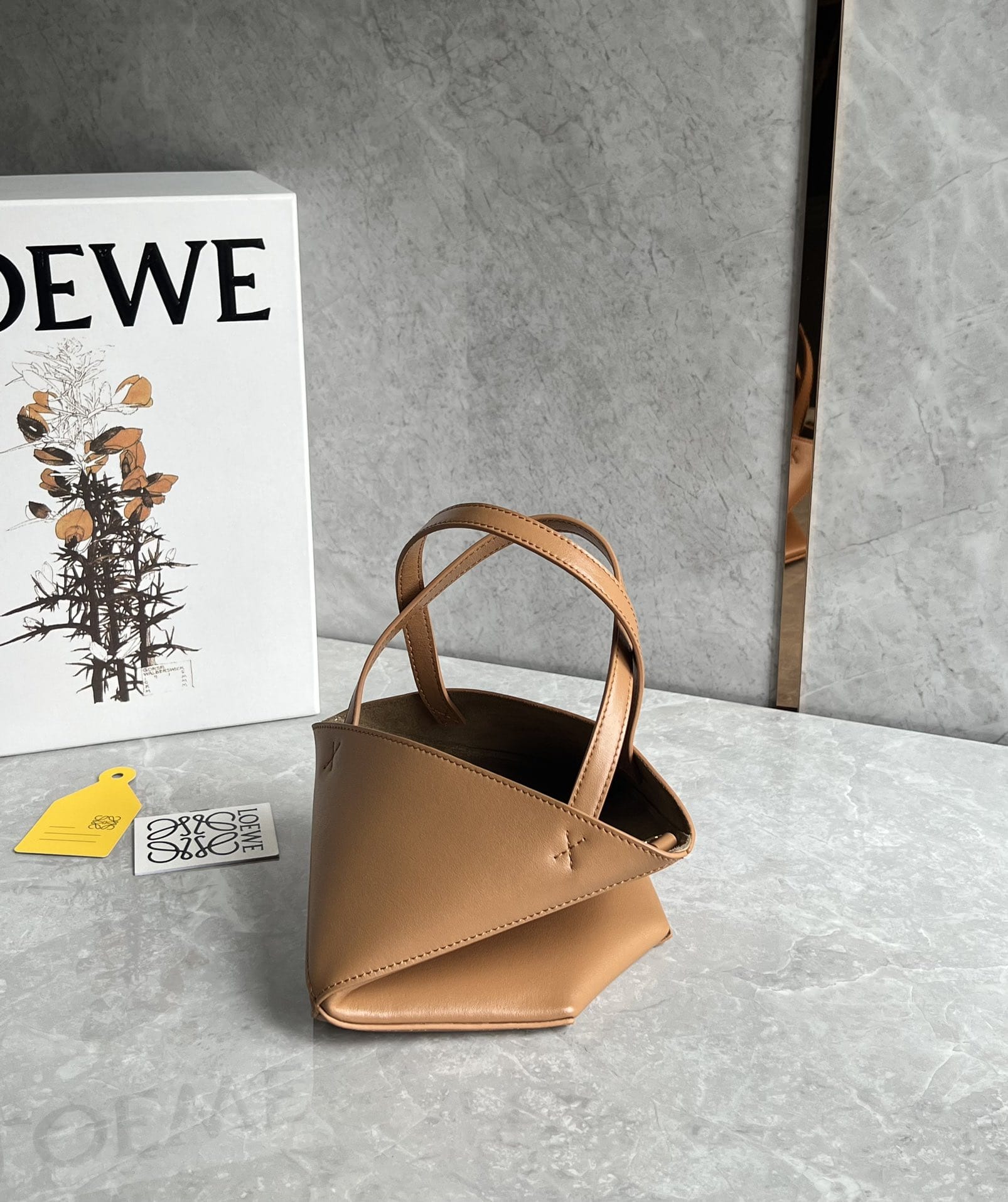 LOEWE Mini Puzzle Fold Tote Bag In Calfskin - Warm Desert