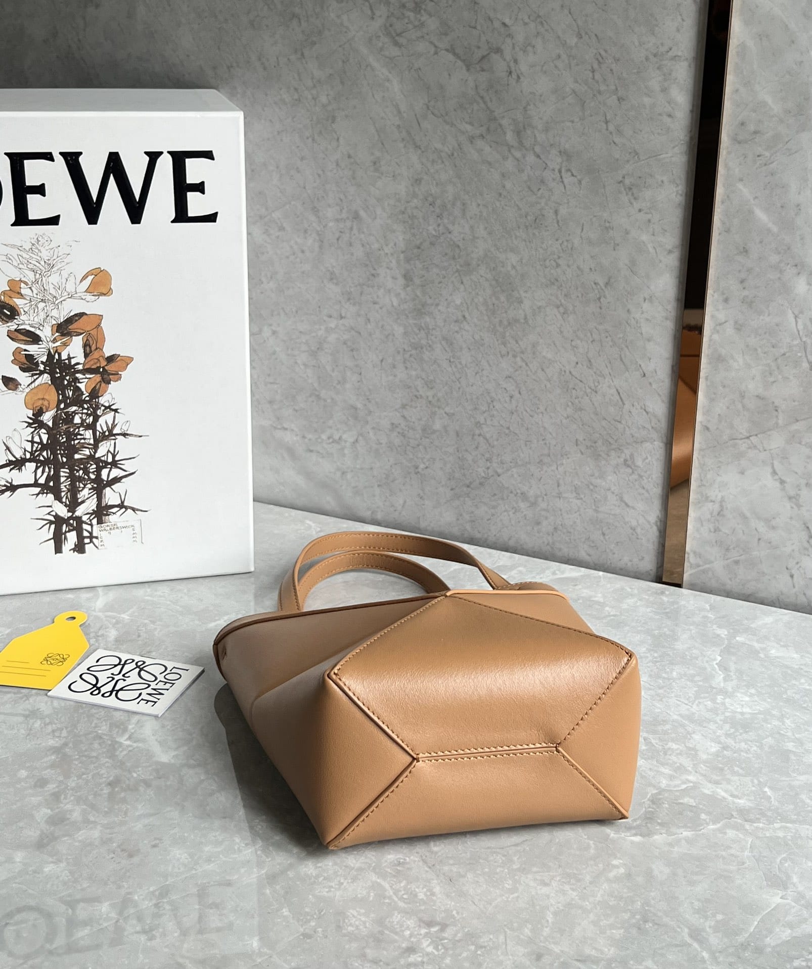 LOEWE Mini Puzzle Fold Tote Bag In Calfskin - Warm Desert