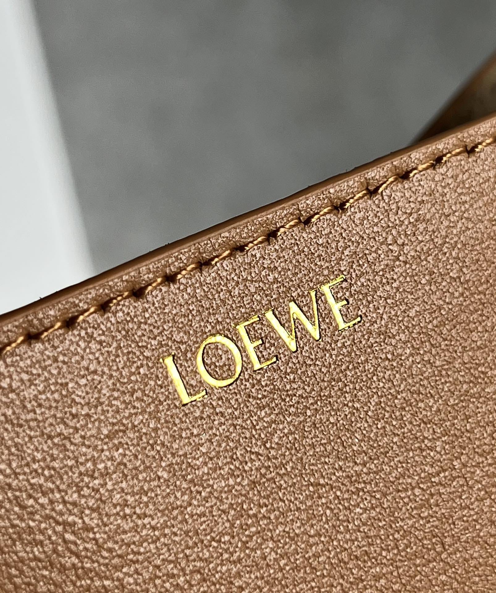 LOEWE Mini Puzzle Fold Tote Bag In Calfskin - Warm Desert