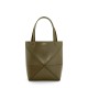 LOEWE Mini Puzzle Fold Tote Bag In Calfskin - Dark Khaki Green