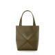 LOEWE Mini Puzzle Fold Tote Bag In Calfskin - Dark Khaki Green