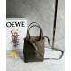 LOEWE Mini Puzzle Fold Tote Bag In Calfskin - Dark Khaki Green