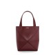 LOEWE Mini Puzzle Fold Tote Bag In Calfskin - Dark Burgundy