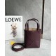 LOEWE Mini Puzzle Fold Tote Bag In Calfskin - Dark Burgundy