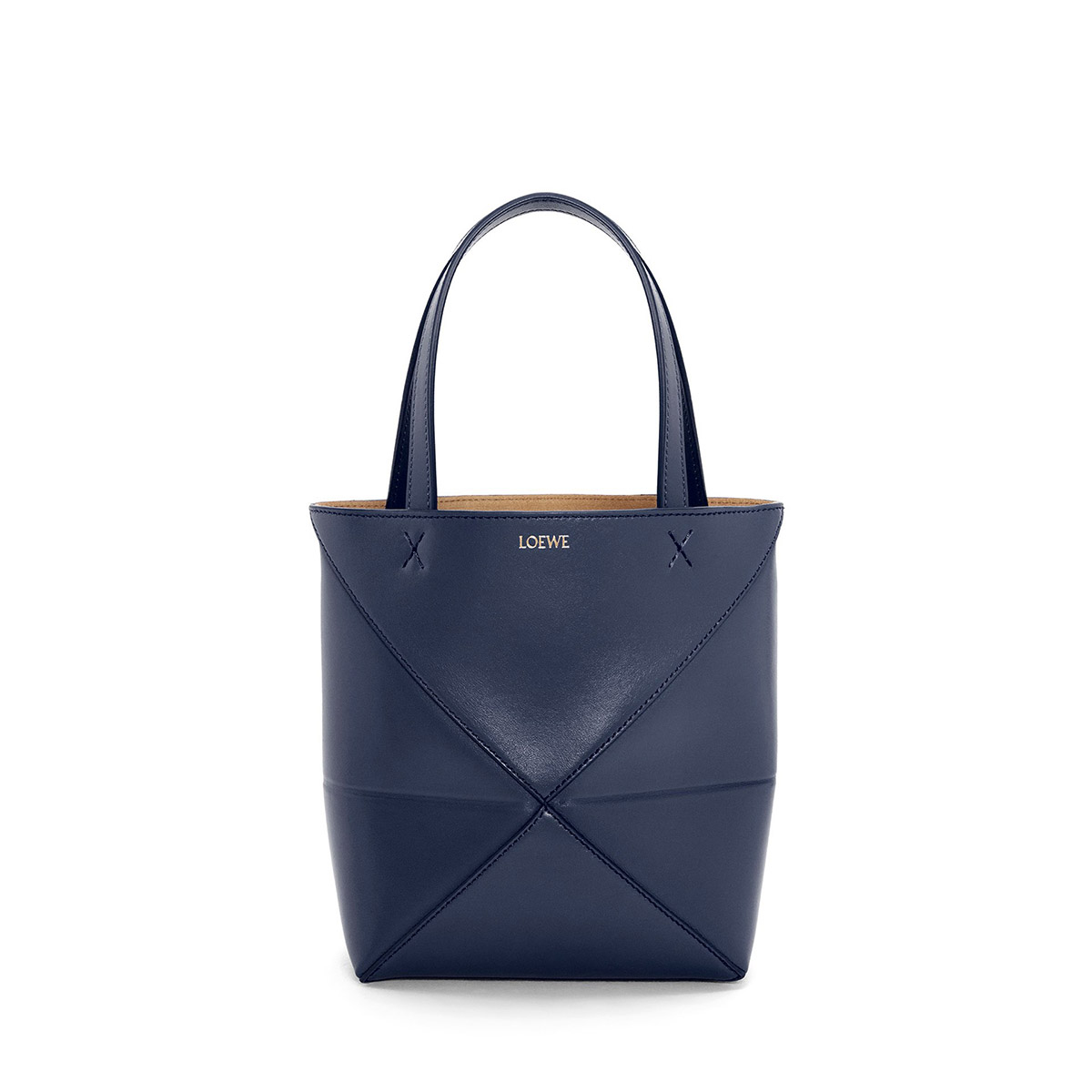 LOEWE Mini Puzzle Fold Tote Bag In Calfskin - Abyss Blue