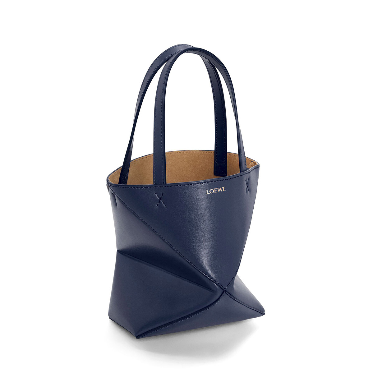 LOEWE Mini Puzzle Fold Tote Bag In Calfskin - Abyss Blue