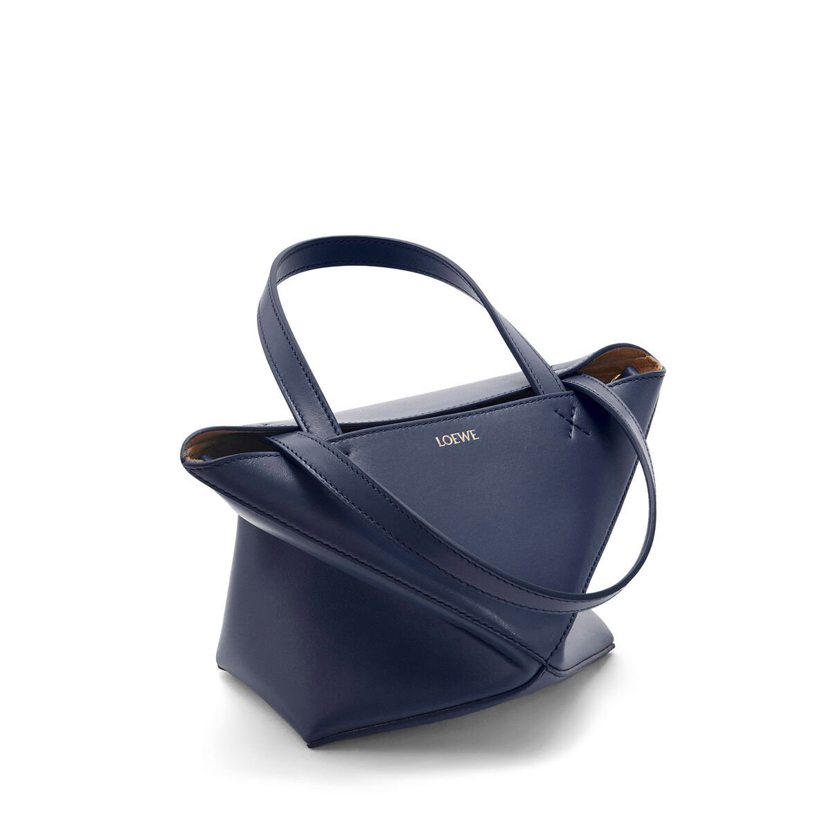 LOEWE Mini Puzzle Fold Tote Bag In Calfskin - Abyss Blue