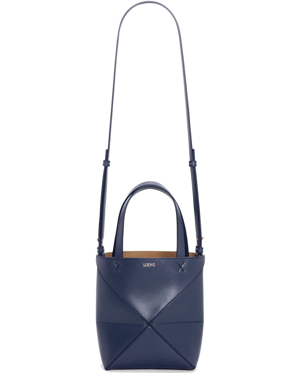 LOEWE Mini Puzzle Fold Tote Bag In Calfskin - Abyss Blue