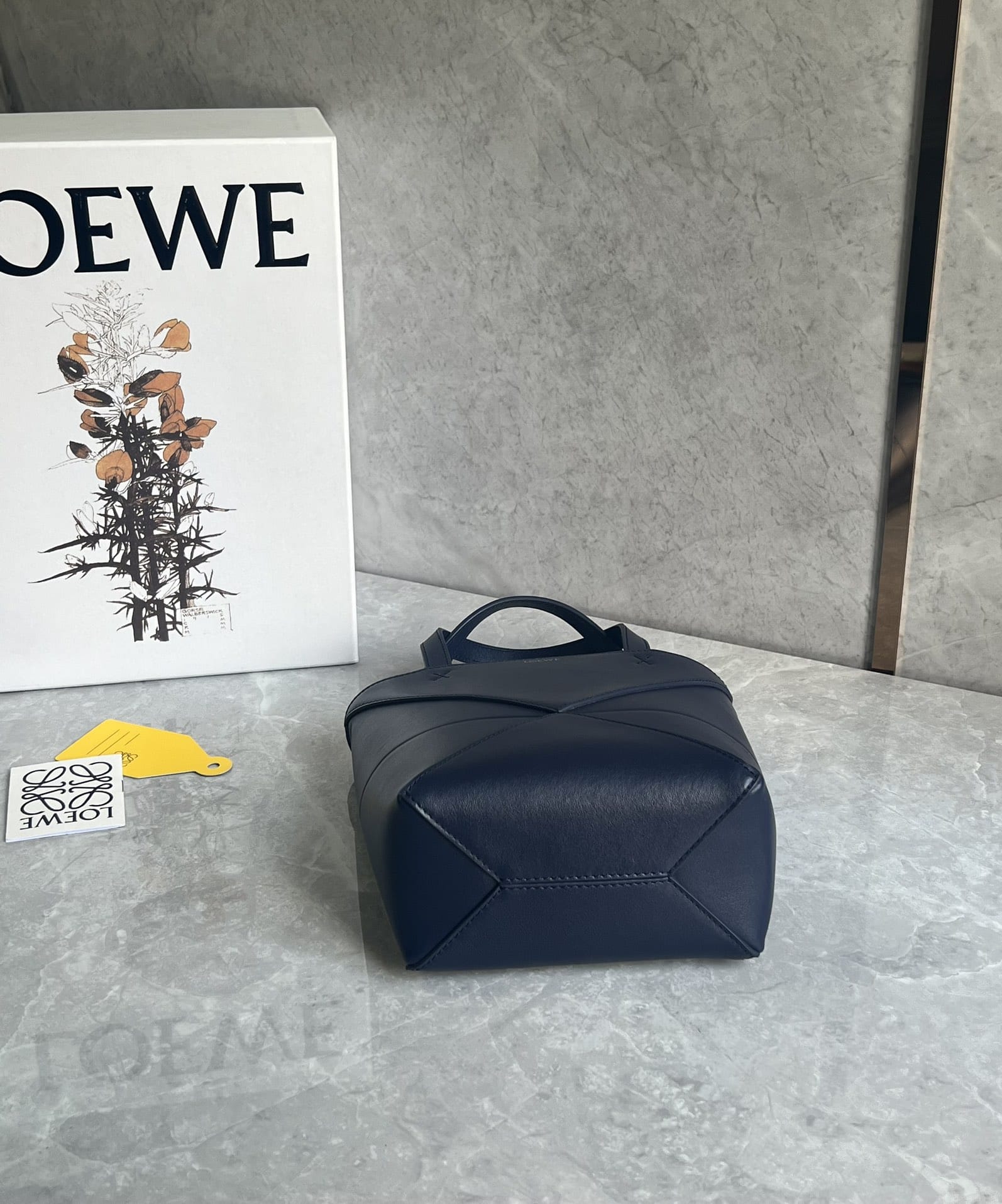 LOEWE Mini Puzzle Fold Tote Bag In Calfskin - Abyss Blue