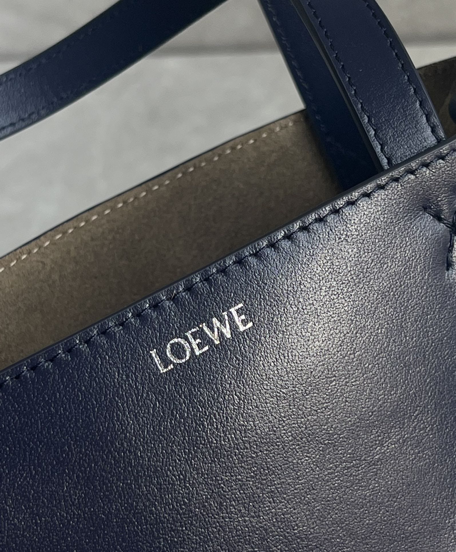 LOEWE Mini Puzzle Fold Tote Bag In Calfskin - Abyss Blue