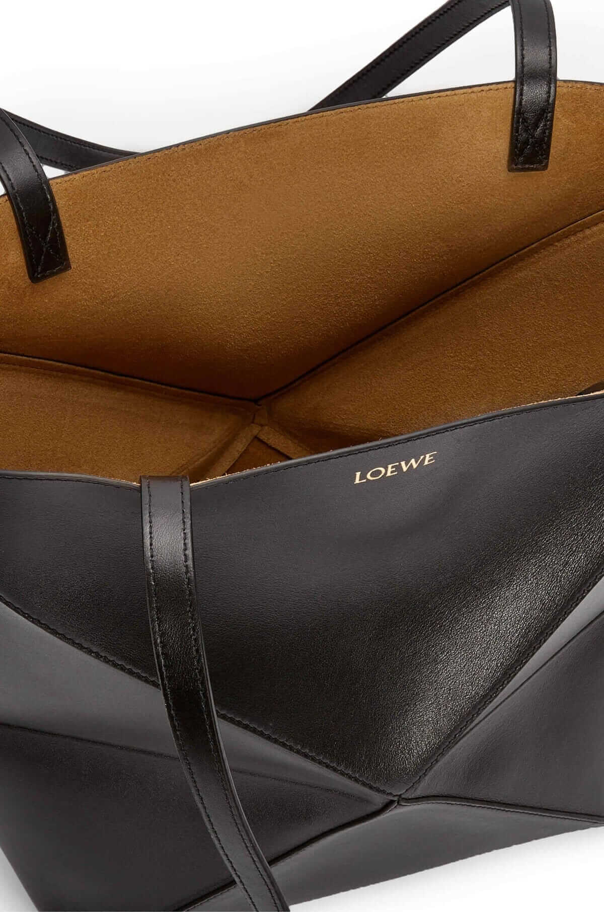 LOEWE Medium Puzzle Fold Tote Bag In Calfskin - Black