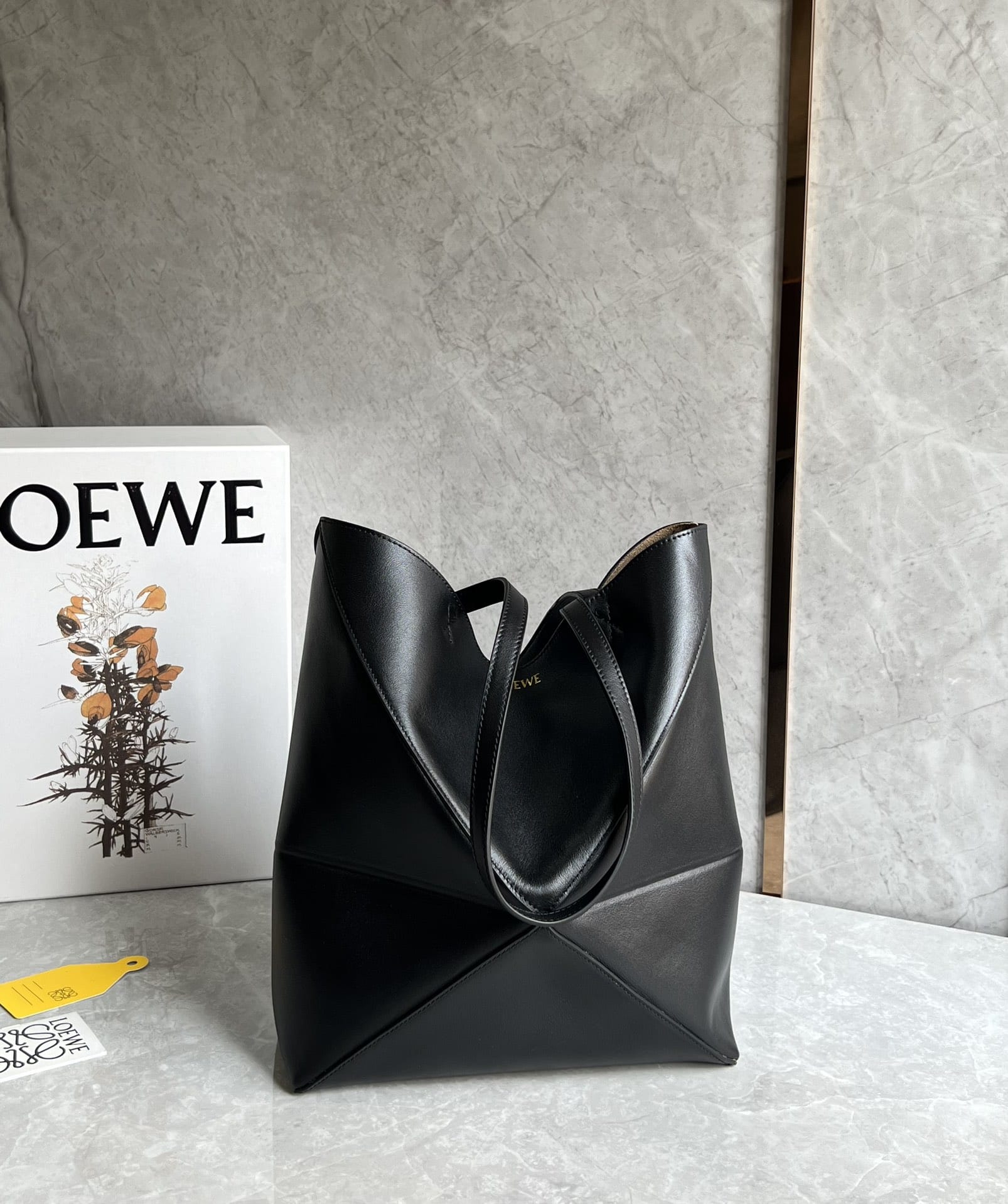 LOEWE Medium Puzzle Fold Tote Bag In Calfskin - Black