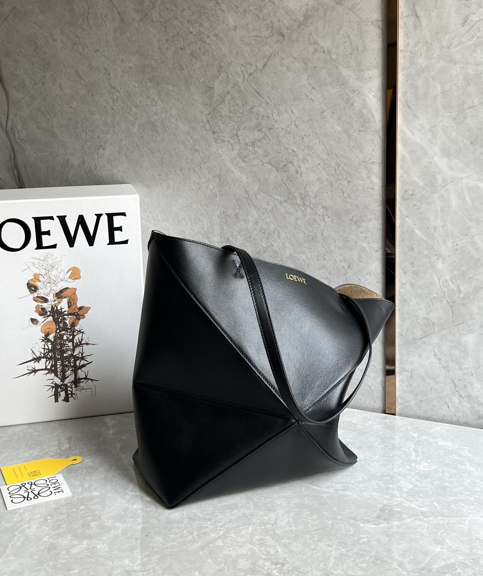 LOEWE Medium Puzzle Fold Tote Bag In Calfskin - Black