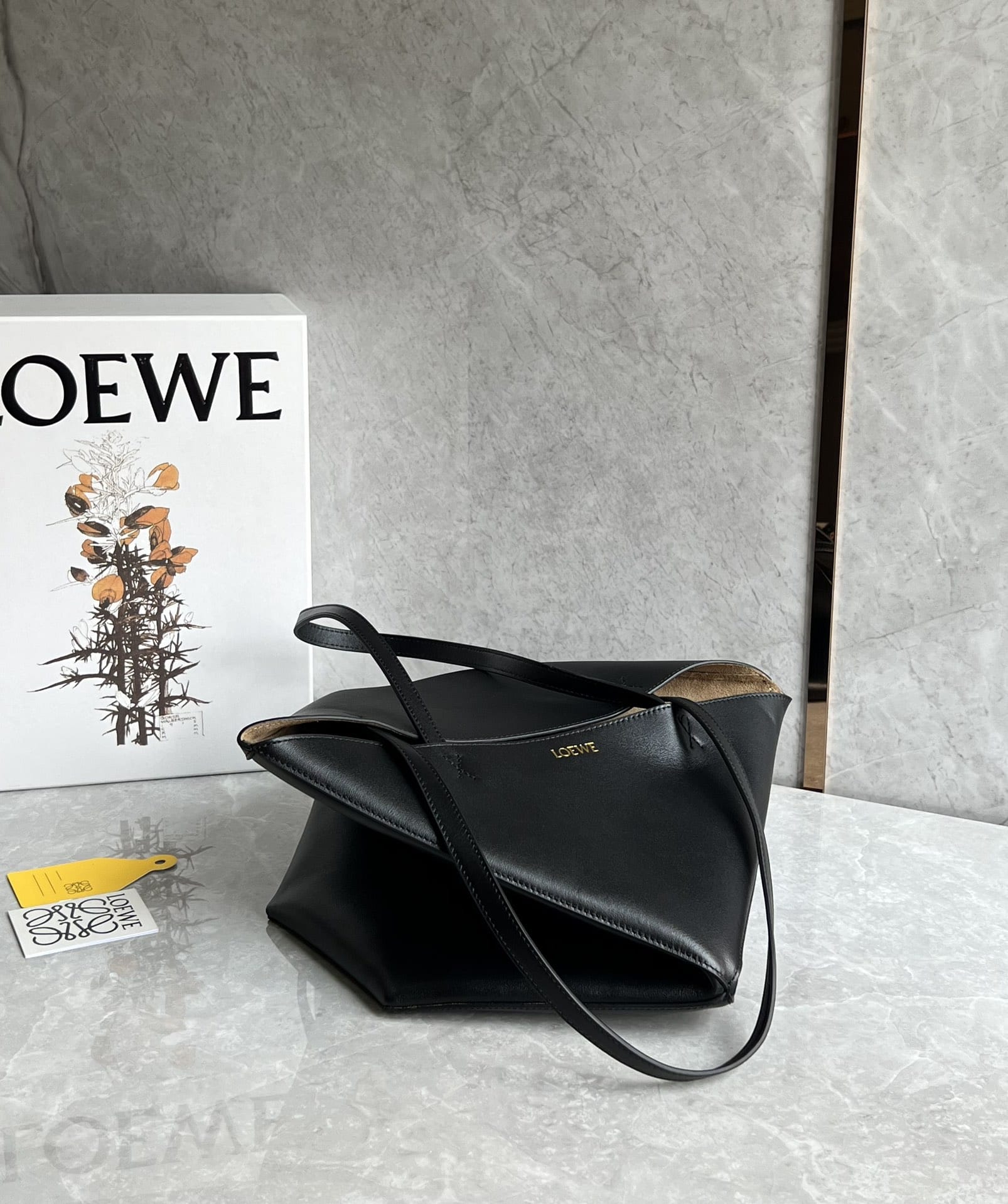 LOEWE Medium Puzzle Fold Tote Bag In Calfskin - Black