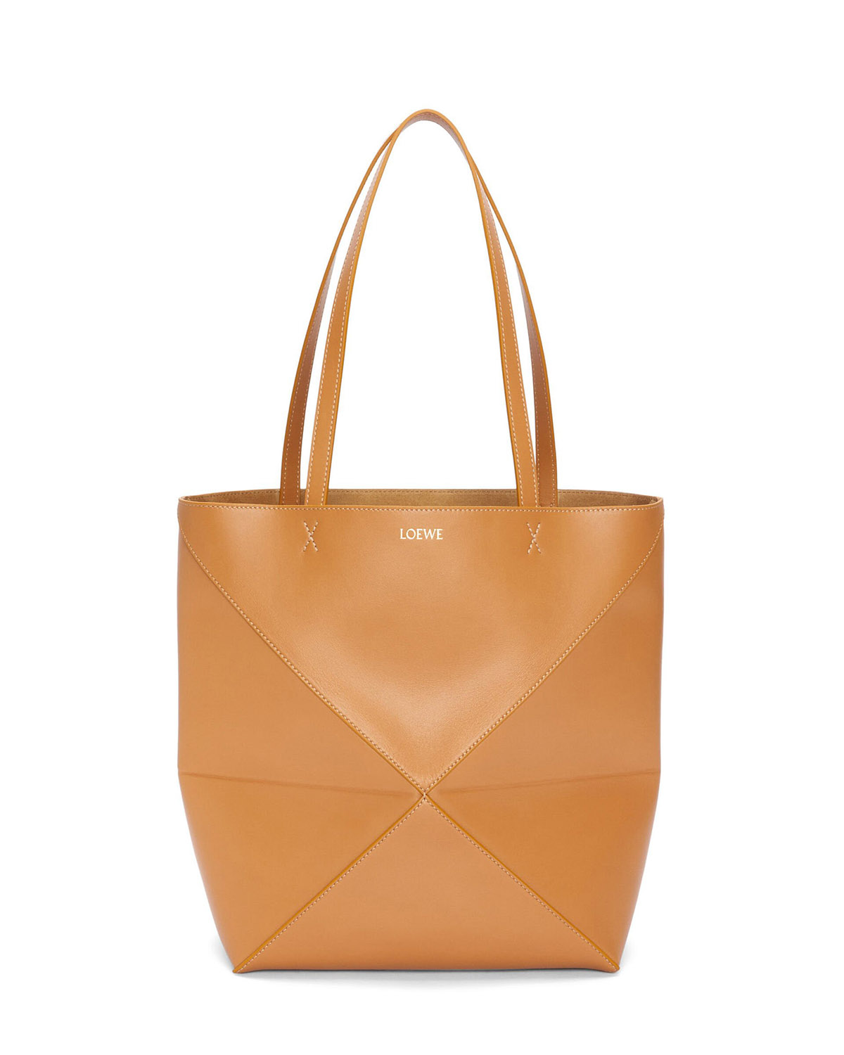 LOEWE Medium Puzzle Fold Tote Bag In Calfskin - Warm Desert