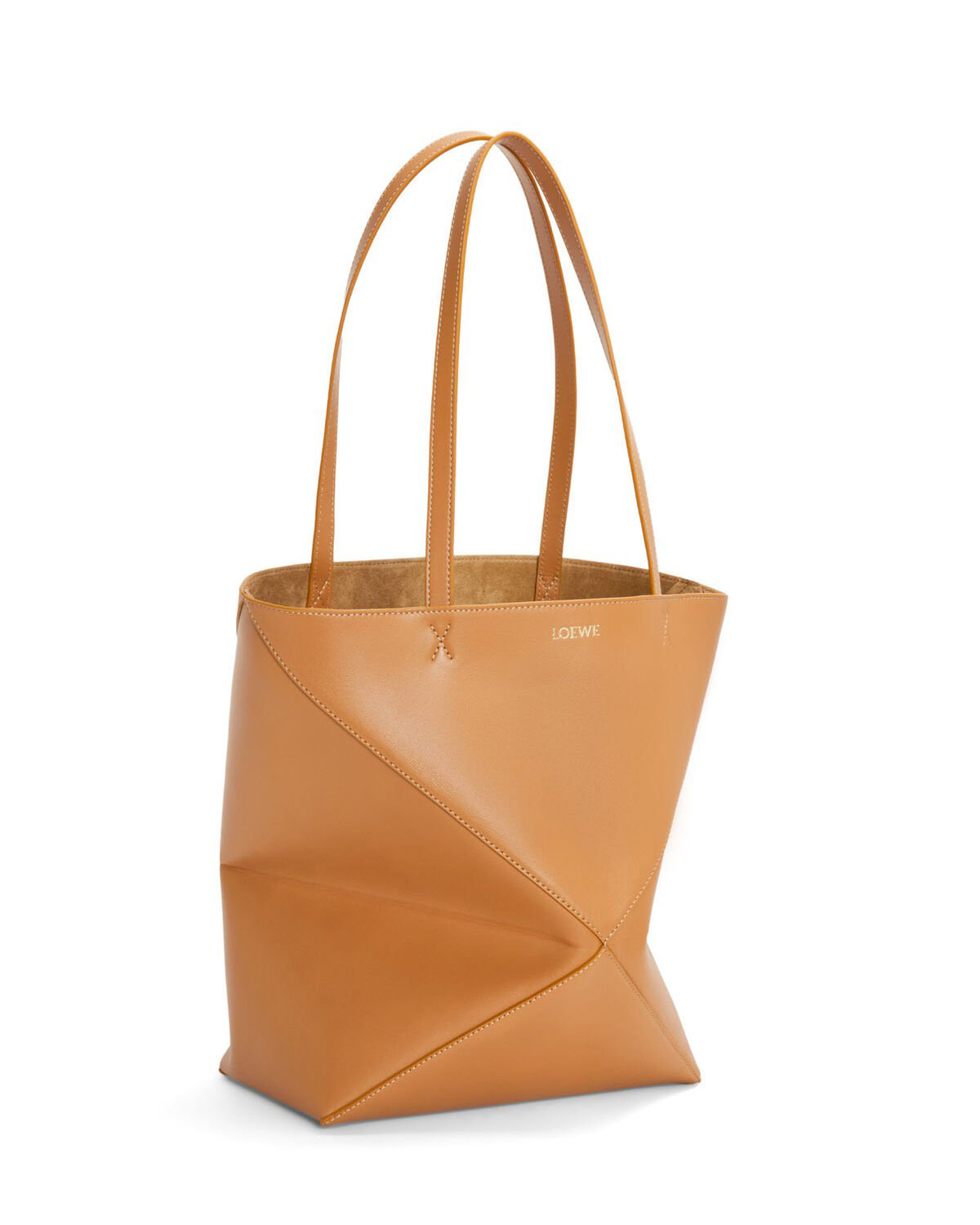 LOEWE Medium Puzzle Fold Tote Bag In Calfskin - Warm Desert