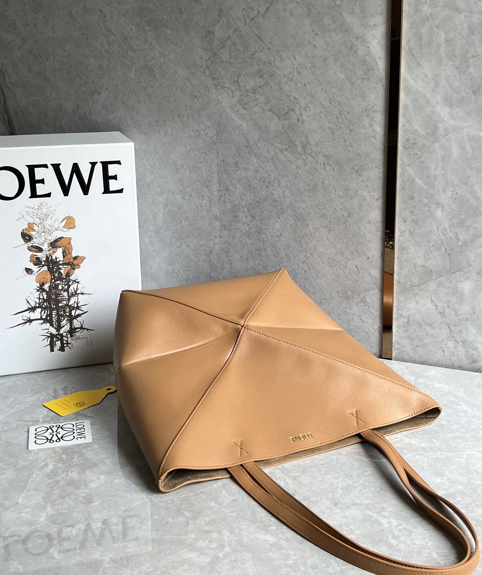 LOEWE Medium Puzzle Fold Tote Bag In Calfskin - Warm Desert