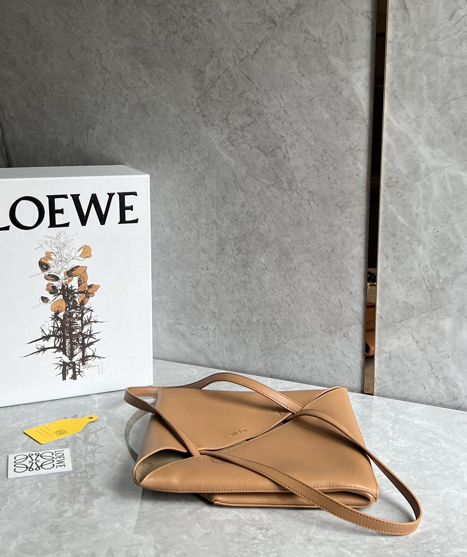 LOEWE Medium Puzzle Fold Tote Bag In Calfskin - Warm Desert