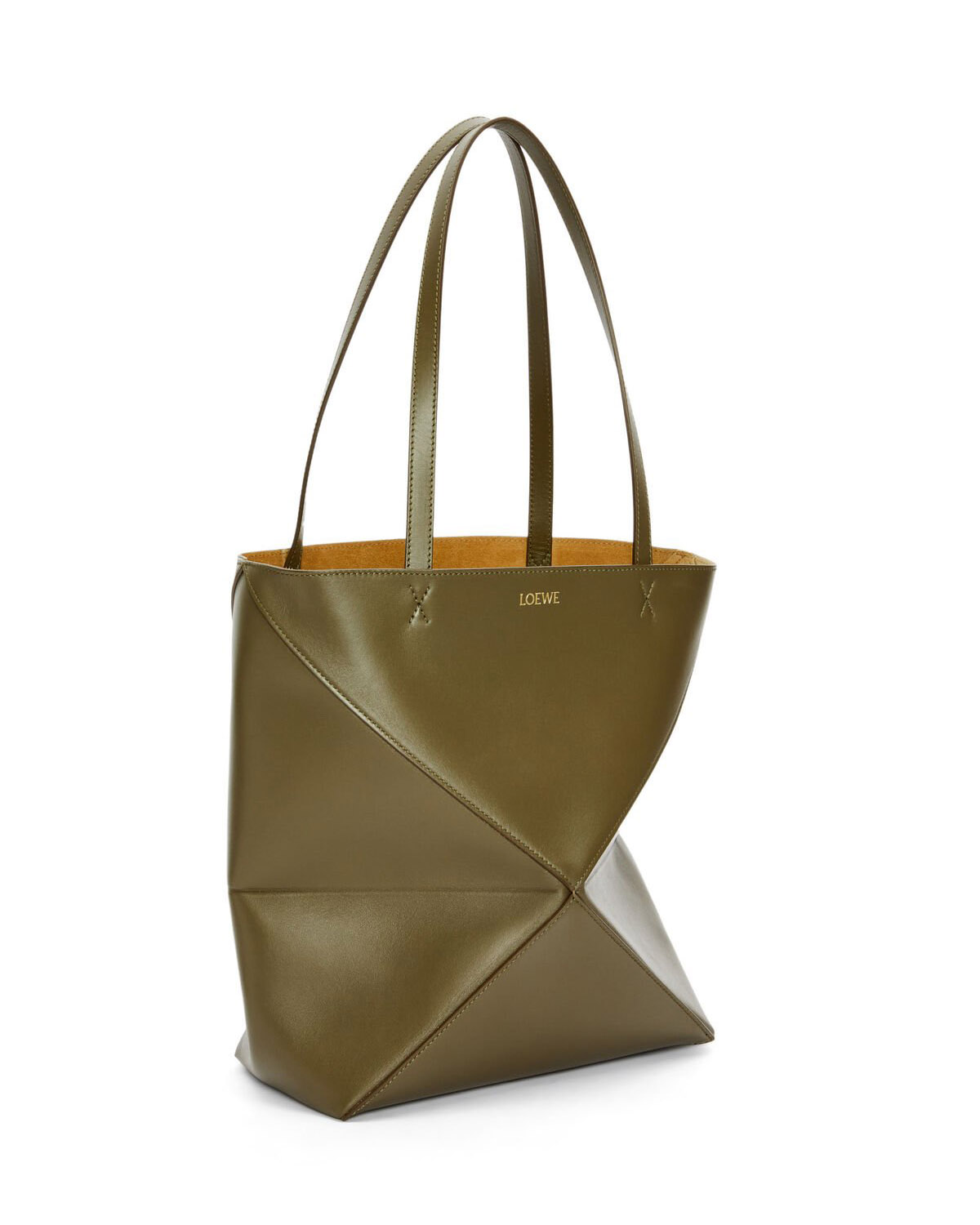 LOEWE Medium Puzzle Fold Tote Bag In Calfskin - Dark Khaki Green