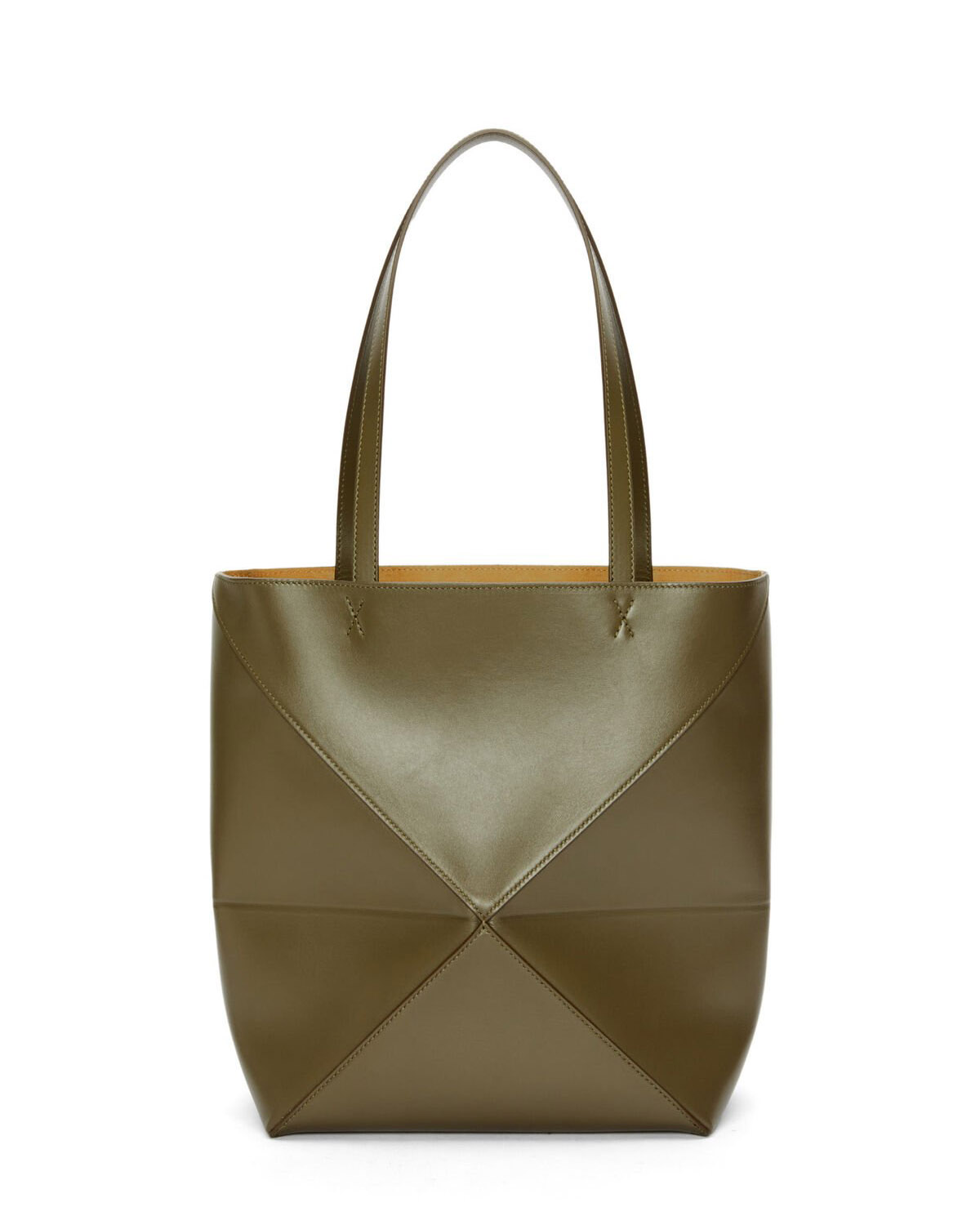 LOEWE Medium Puzzle Fold Tote Bag In Calfskin - Dark Khaki Green