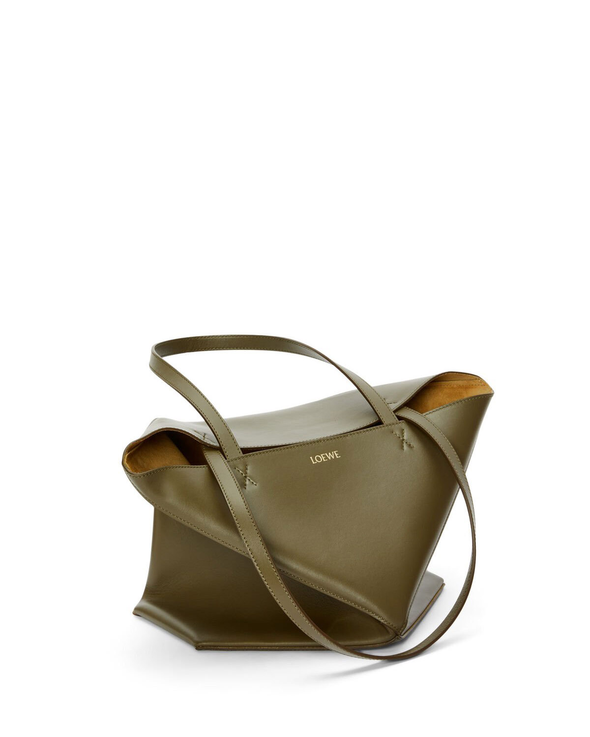 LOEWE Medium Puzzle Fold Tote Bag In Calfskin - Dark Khaki Green