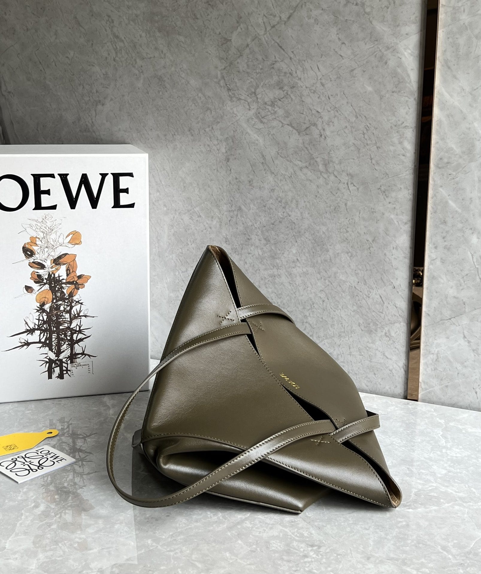 LOEWE Medium Puzzle Fold Tote Bag In Calfskin - Dark Khaki Green